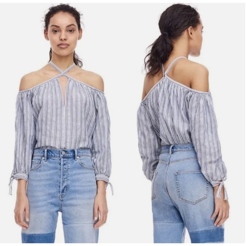 Rebecca Taylor Strappy Cild Shoulder Cotton Top